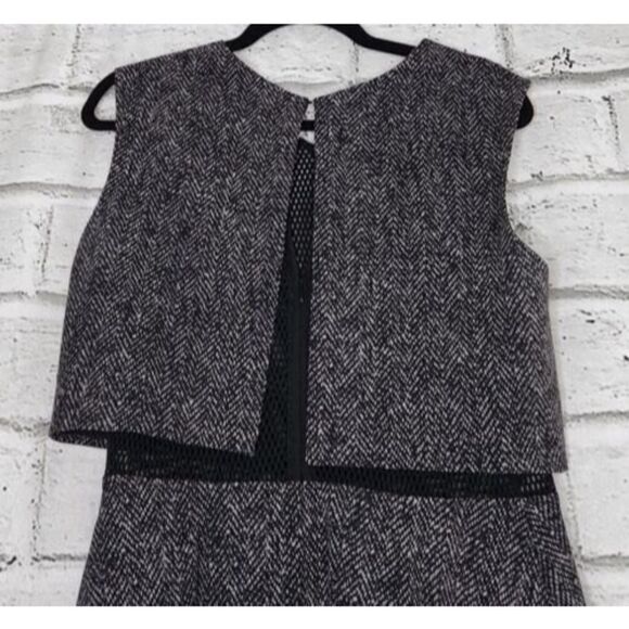 Rebecca Taylor techy Herringbone Point Double-layer Tweed Dress Womens Size 8 - Picture 5 of 8